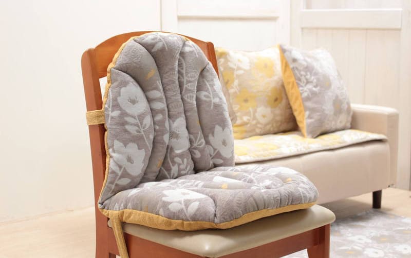 シェニール織 チェアクッション 約45×80cm [Gris & Jaune]