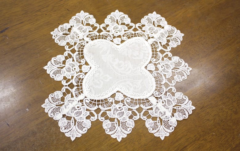 ダマスク柄ジャカード織 ドイリー 約30×30cm [Damask rose]