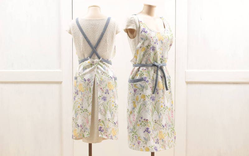 ボタニカルプリント エプロン 約99×85cm [Lapin Botanique]