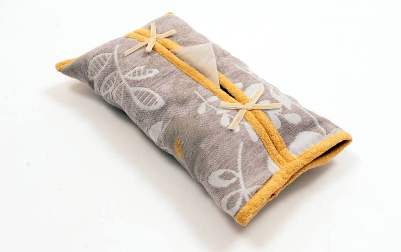 シェニール織 ハングティッシュボックスカバー 約20×35cm [Gris & Jaune]
