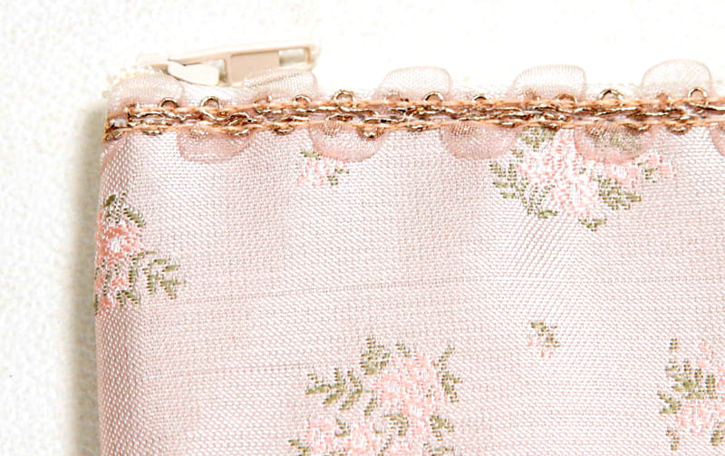 小花柄 フラットポーチ 約12×20cm [Fleur Rose]