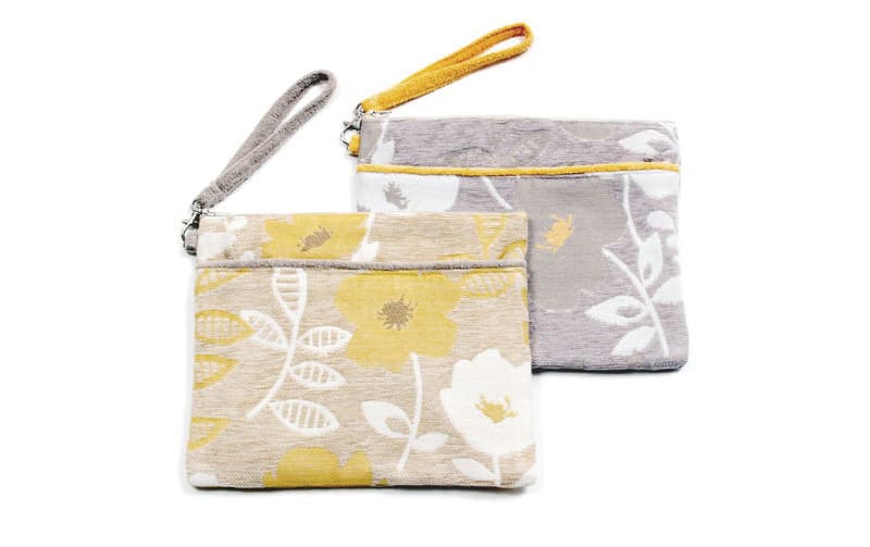 シェニール織 フラットバッグ 約20×25cm [Gris & Jaune]