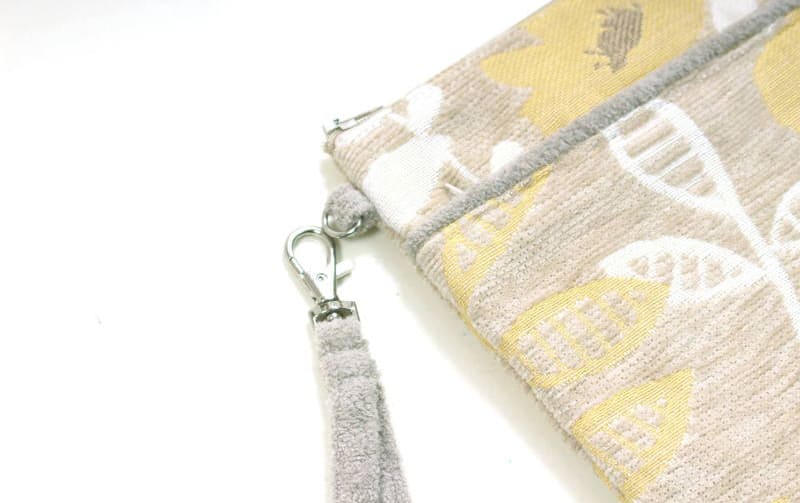 シェニール織 フラットバッグ 約20×25cm [Gris & Jaune]