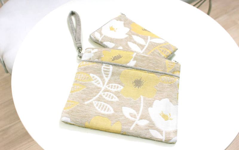 シェニール織 フラットバッグ 約20×25cm [Gris & Jaune]