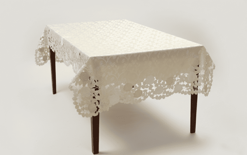 テーブルクロス バラ柄コード刺繍 約130×230cm [Rosa Fil]｜インテリア