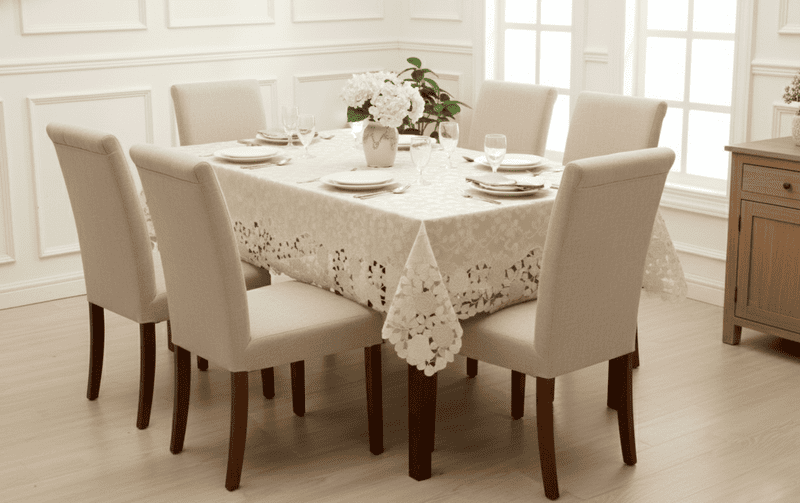 テーブルクロス バラ柄コード刺繍 約130×230cm [Rosa Fil]｜インテリア