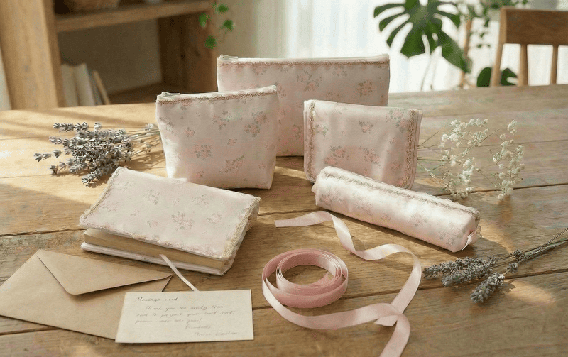 小花柄 ペンケース 約6×18cm [Fleur Rose]