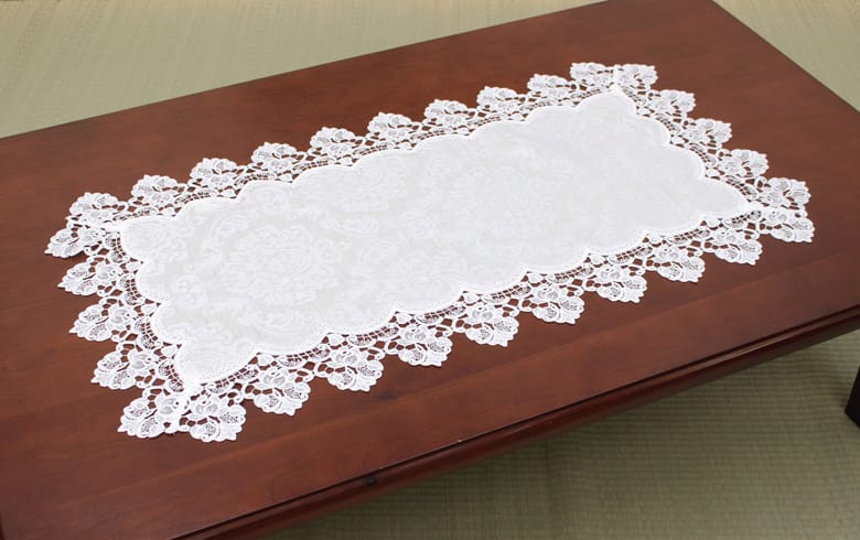 ダマスク柄ジャカード織 テーブルセンター 約45×90cm [Damask rose]