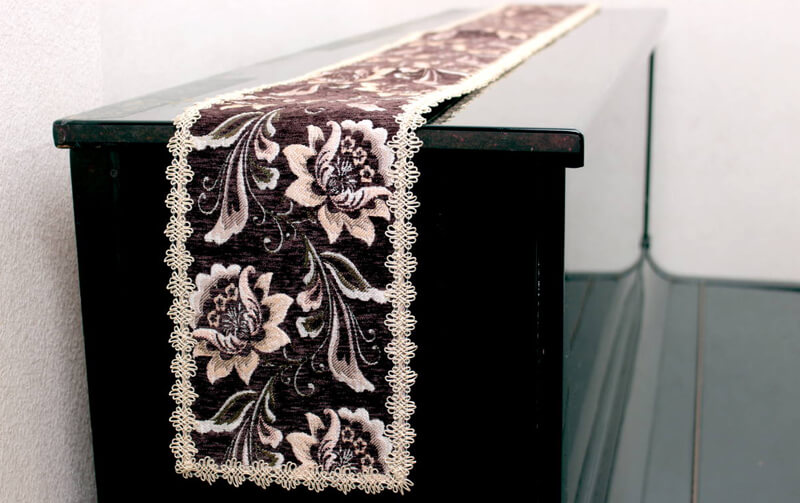 Brownie シェニール織 テーブルランナー 約16×200cm｜インテリアレース