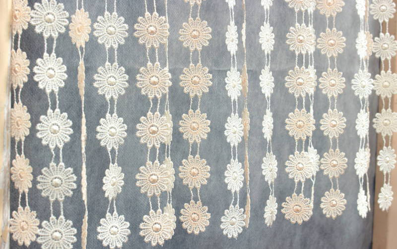 ギュピールレース カフェカーテン 約100×35cm [Flower Ripples
