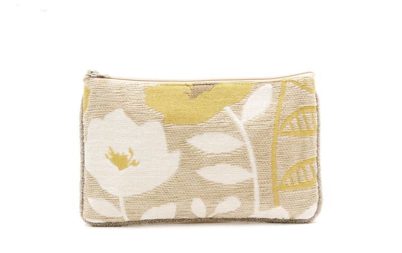 シェニール織 フラットポーチ 約12×20cm [Gris & Jaune]