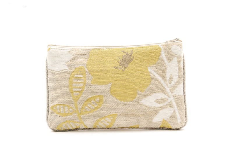シェニール織 フラットポーチ 約12×20cm [Gris & Jaune]