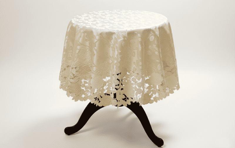テーブルクロス バラ柄コード刺繍 約150cm [Rosa Fil]｜インテリア