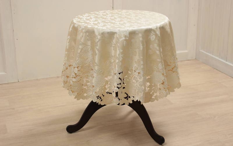 テーブルクロス バラ柄コード刺繍 約150cm [Rosa Fil]｜インテリア