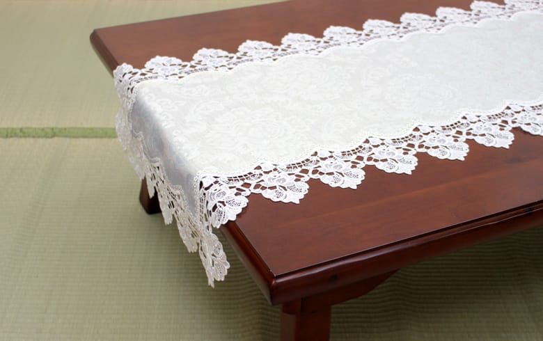 ダマスク柄ジャカード織 テーブルセンター 約45×150cm [Damask rose]