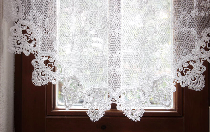 刺繍＆ギュピールレース スリムカーテン 約60×90cm [le quartz]