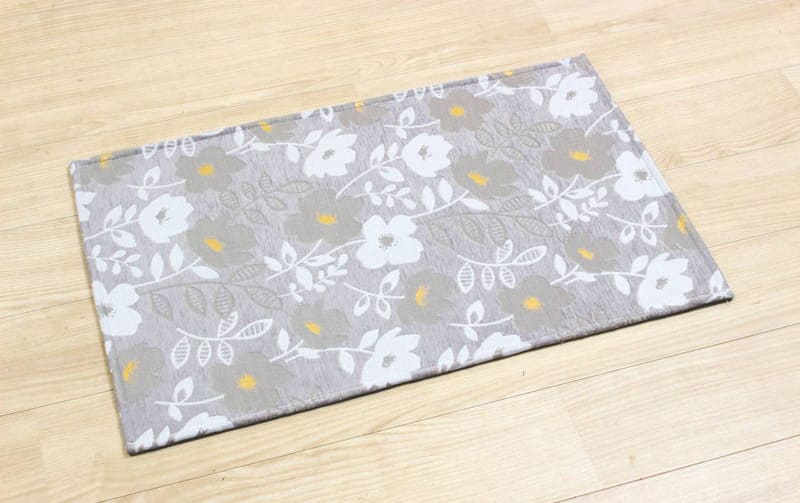 シェニール織 フロアマット 約50×80cm [Gris & Jaune]