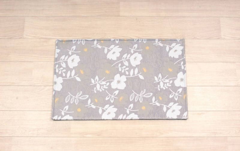 シェニール織 フロアマット 約50×80cm [Gris & Jaune]