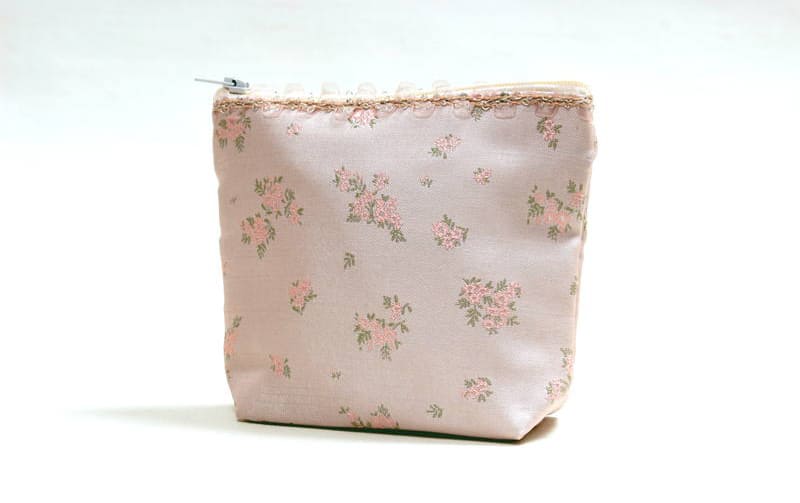 小花柄 ミニポーチ 約14×11×4cm [Fleur Rose]