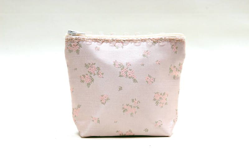 小花柄 ミニポーチ 約14×11×4cm [Fleur Rose]