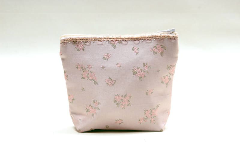 小花柄 ミニポーチ 約14×11×4cm [Fleur Rose]