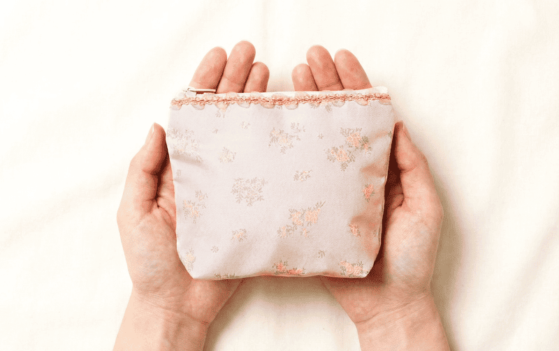 小花柄 ミニポーチ 約14×11×4cm [Fleur Rose]