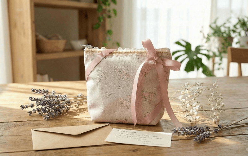 小花柄 ミニポーチ 約14×11×4cm [Fleur Rose]