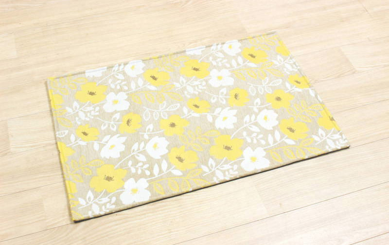 シェニール織 フロアマット 約60×90cm [Gris & Jaune]