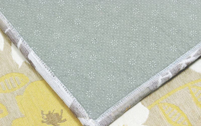 シェニール織 フロアマット 約60×90cm [Gris & Jaune]