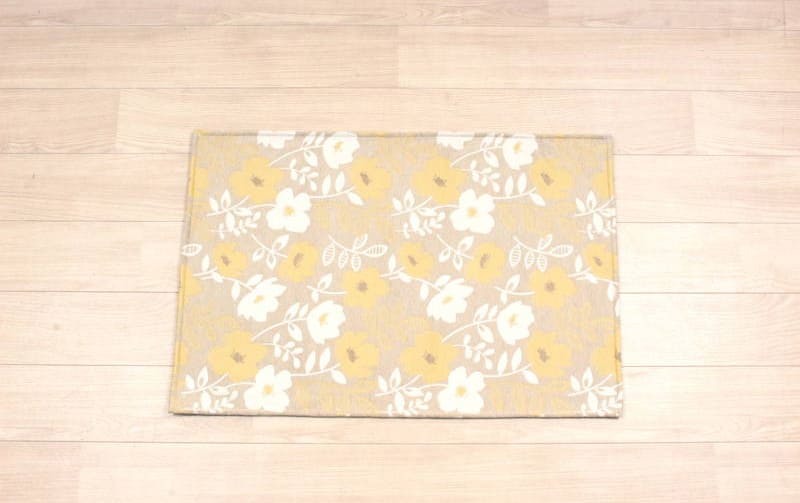 シェニール織 フロアマット 約60×90cm [Gris & Jaune]