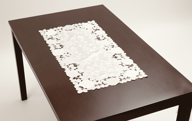 テーブルセンター バラ柄コード刺繍 約40×75cm [Rosa Fil]