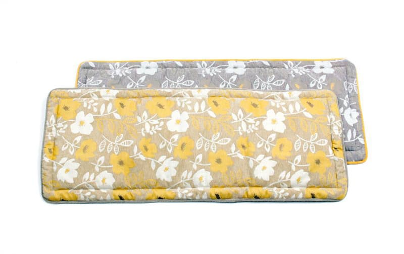 シェニール織 ロングシートクッション 約47×118cm [Gris & Jaune]