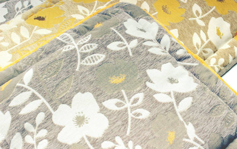 シェニール織 ロングシートクッション 約47×118cm [Gris & Jaune]