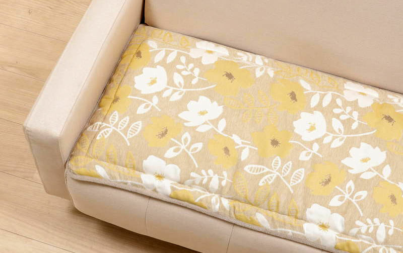 シェニール織 ロングシートクッション 約47×118cm [Gris & Jaune]