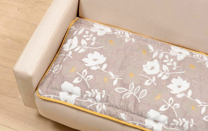 シェニール織 ロングシートクッション 約47×118cm [Gris & Jaune]