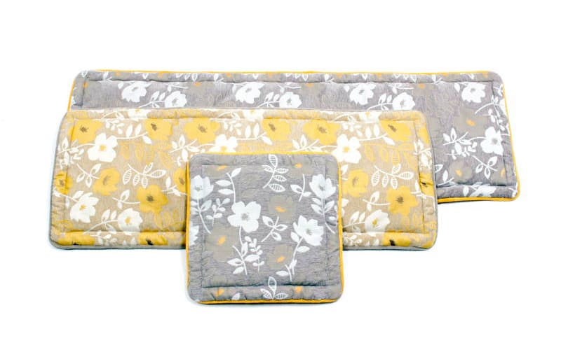 シェニール織 ロングシートクッション 約47×118cm [Gris & Jaune]