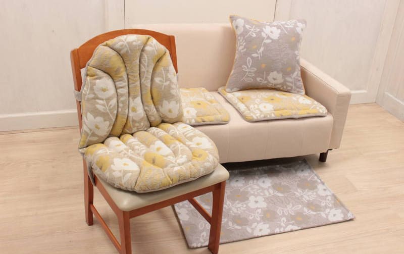 シェニール織 ロングシートクッション 約47×118cm [Gris & Jaune]