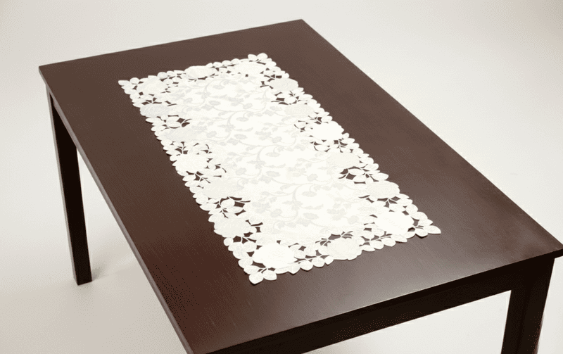 テーブルセンター バラ柄コード刺繍 約40×90cm [Rosa Fil]｜インテリア