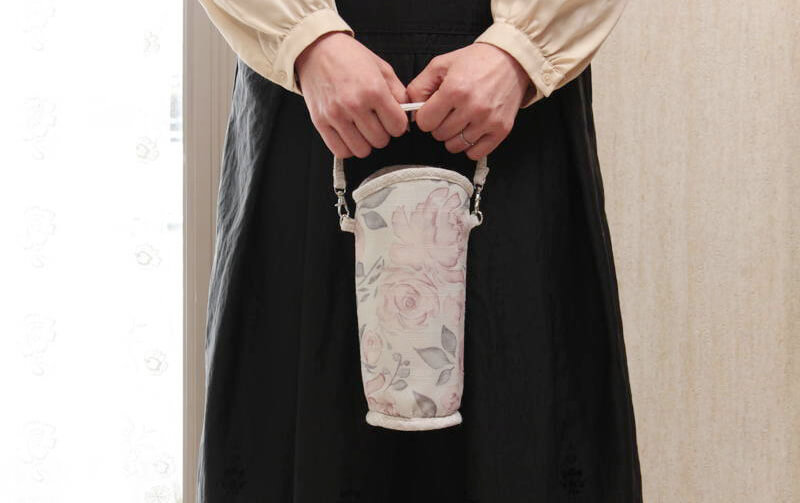 プリントファブリック 保冷ペットボトルカバー 約23×7cm [rose esprit]