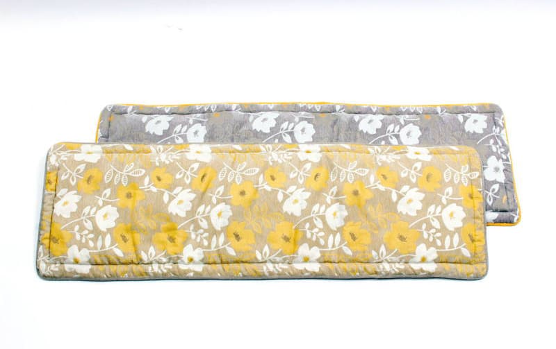 シェニール織 ロングシートクッション 約47×148cm [Gris & Jaune]