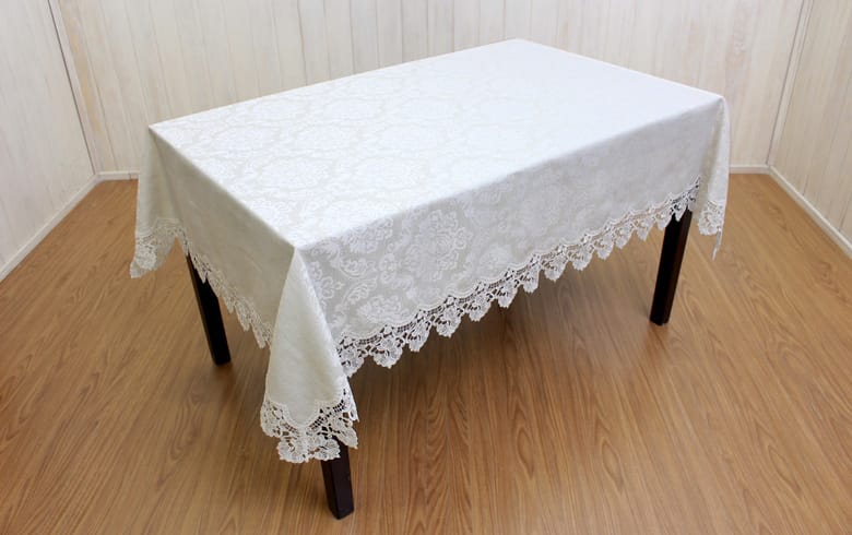ダマスク柄ジャカード織 テーブルクロス 約135×190cm [Damask rose]