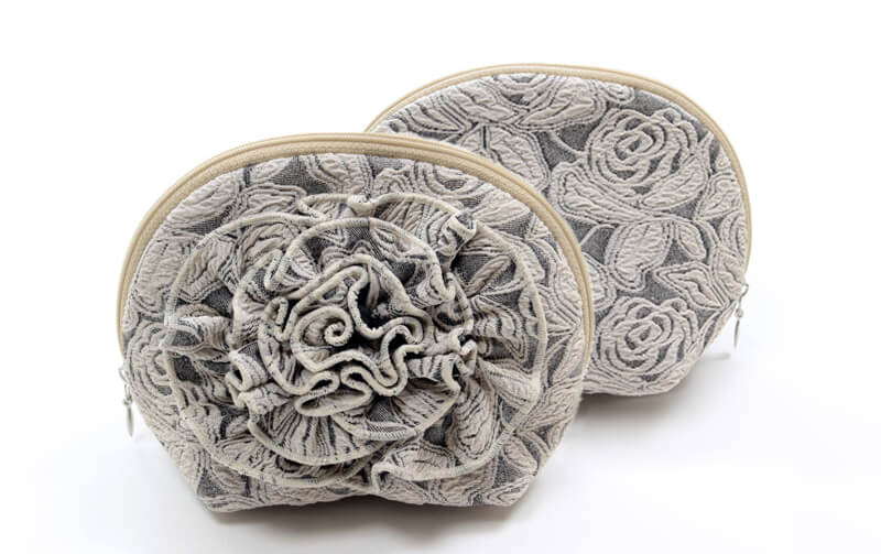 ジャカードニット 半円ポーチ 約12×10×8cm [nocturne]