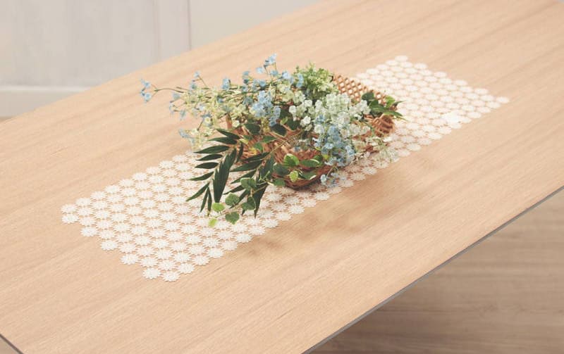 ギュピールレース テーブルセンター 約25×75cm [Flower Ripples]