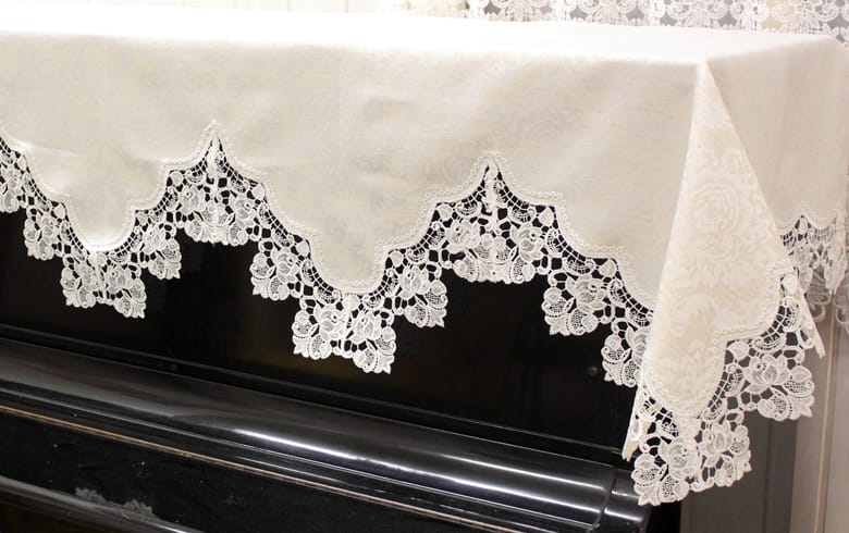 ピアリマーマのレースカバー Damask rose ダマスク柄ジャカード織 ピアノカバー 約200×75cm
