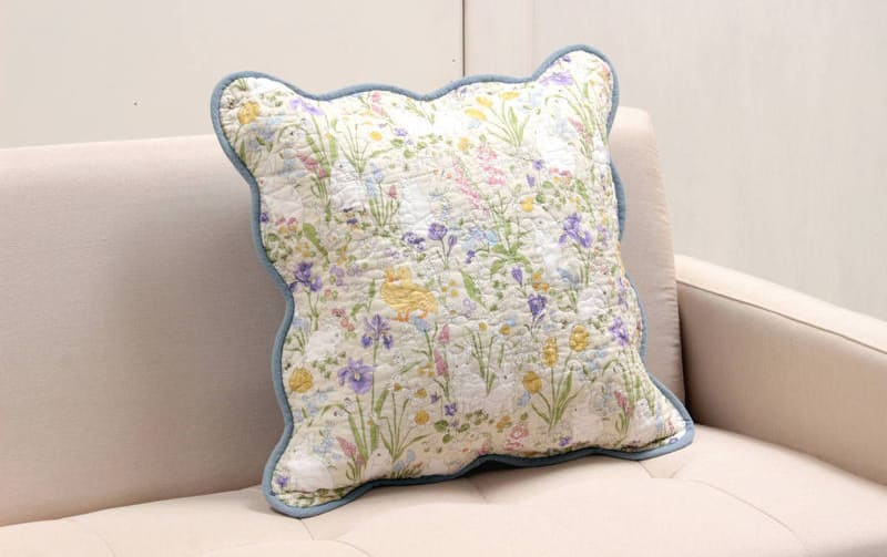 コットンキルト クッションカバー 約45×45cm [Lapin Quiltine]