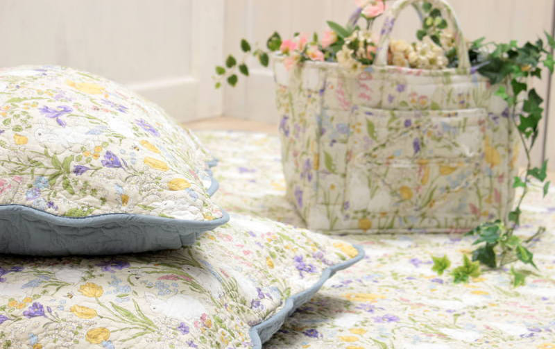 コットンキルト クッションカバー 約45×45cm [Lapin Quiltine]