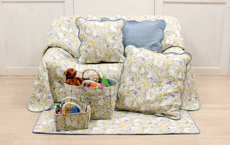 コットンキルト クッションカバー 約45×45cm [Lapin Quiltine]