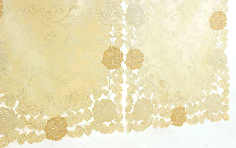 のれん バラ柄コード刺繍 約85×150cm [Rosa Fil]｜インテリアレース