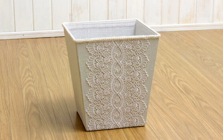 ローズ柄ジャカード織＆ギュピール マルチボックス 約26×31cm [gracieux]