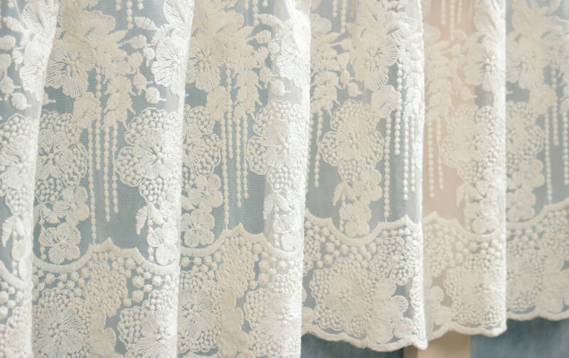 チュールレース カフェカーテン 約135×75cm [memoire]